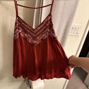 Express Red Sequin Camisole Top
